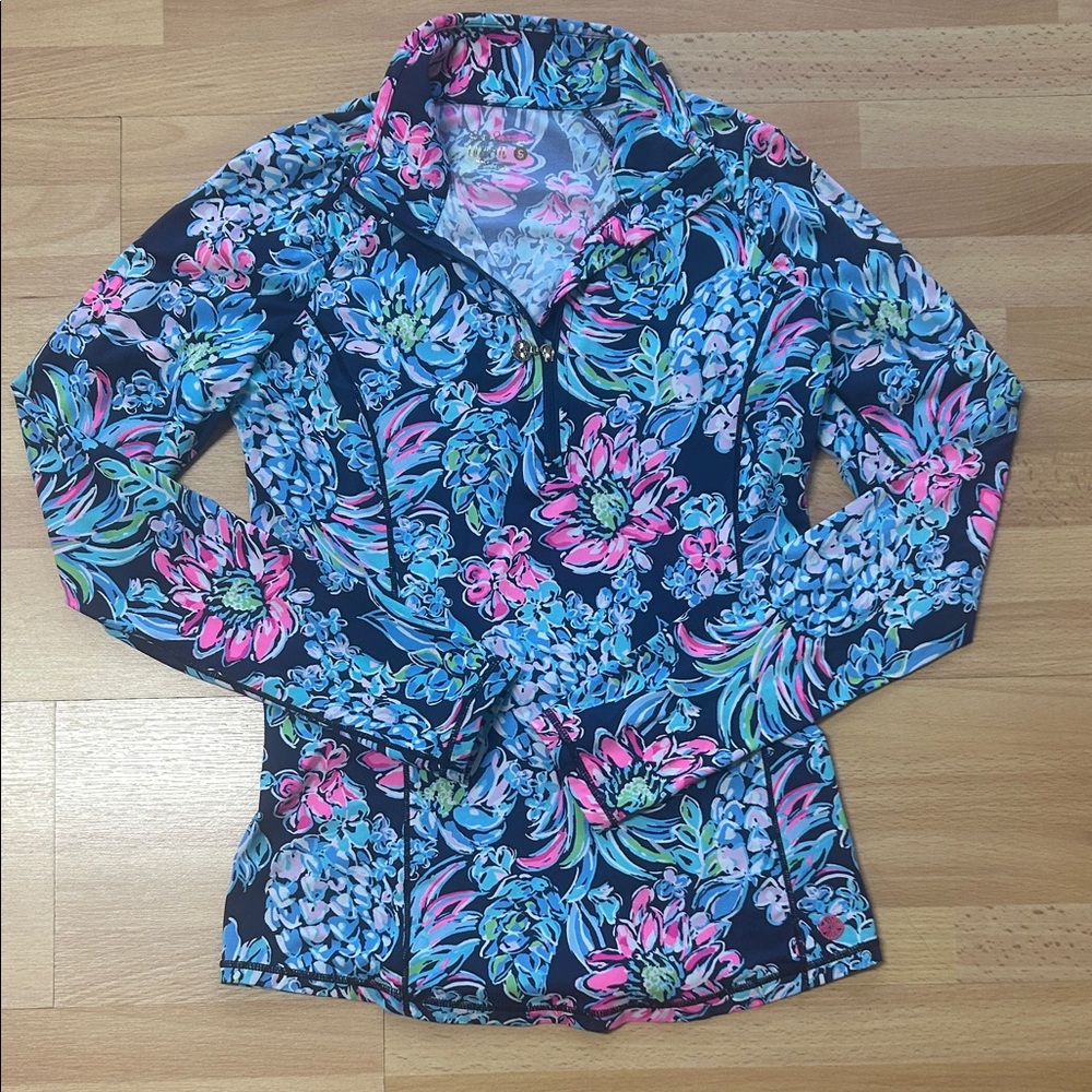 Lilly Pulitzer Justine pullover Pineapple Paradise high tide navy size small